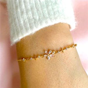 Copper Butterfly Flower Geometry  Bracelet Clavicle Bracelet Charms